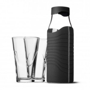 Wasserkaraffe 1L mit Hülle und 2 Gläsern