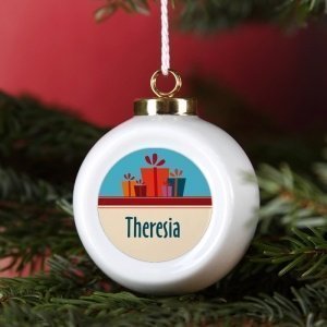 Weihnachtsbaumkugel mit Geschenken und N