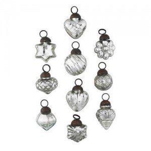 Weihnachtsdeko, -Antik Silber- 10-teilig