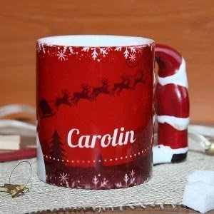 Weihnachtstasse mit Weihnachtsmanngriff 