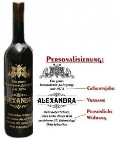 Weinflasche Geburtstag mit Gravur
