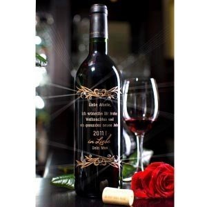 Weinflasche mit Swarovski-Kristallen gra