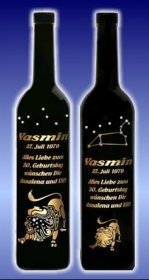 Weinflasche mit persönlicher Sternzeiche