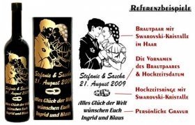 Weinflasche zur Hochzeit mit Gravur