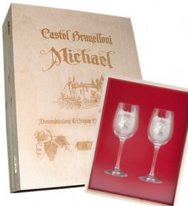 Weinglas-Set mit Holzbox und Gravur