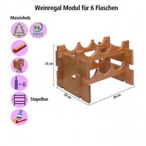 Weinregal Merlot, 6 Fl. hellbraun
