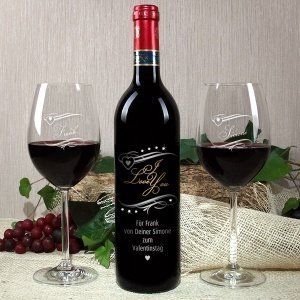 Weinset mit Liebeserklärung I Love You