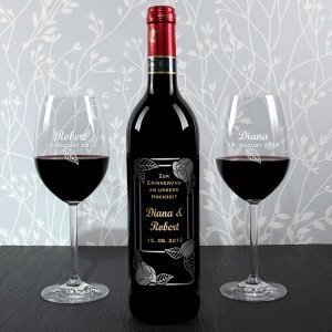 Weinset mit persönlicher Gravur zur Hoch