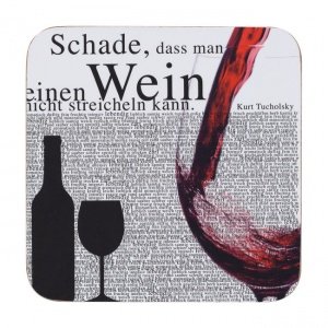 Weinuntersetzer SCHADE, DASS MAN..., 6er-Set in Aludose