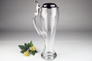 Weißbierglas mit Zinndeckel 0,5 l