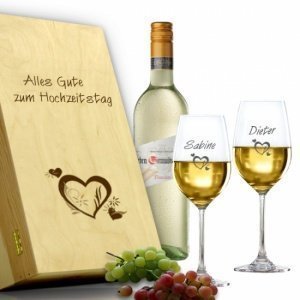 Weißwein Geschenkset in Holzkiste