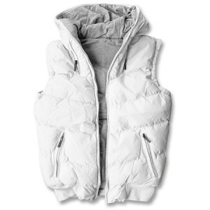 Wende Weste mit Kapuze gefüttert weiss