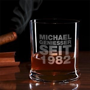 Whiskyglas als Geburtstagsgeschenk Motiv Geniesser seit