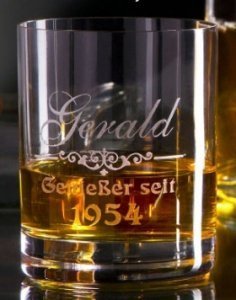 Whiskyglas mit Gravur, Motiv Genießer