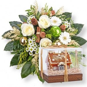 White Christmas und Kerze Lebkuchenhaus