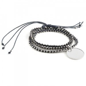 Wickelarmband grau mit Gravur - 8474