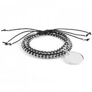 Wickelarmband schwarz mit Gravur - 8475