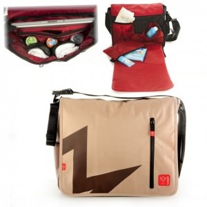 Wickeltasche Messenger beige