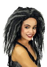 Wilde Dreadlock-Perücke Hexe schwarz-gra