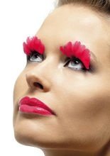 Wimpern mit Federn rot