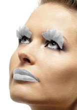 Wimpern mit Federn weiß