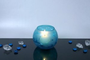 Windlicht blau satiniert