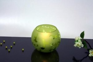 Windlicht grün satiniert