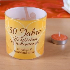 Windlicht mit Teelicht zum 30. Geburtsta