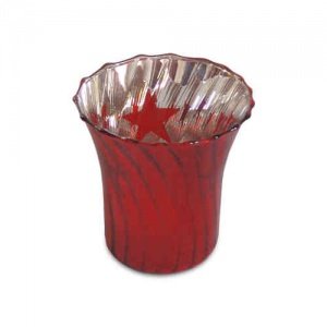 Windlicht, rot mit Stern, Krömer