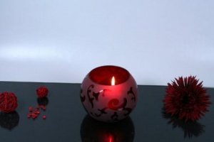 Windlicht rot satiniert