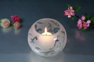 Windlicht weiss satiniert