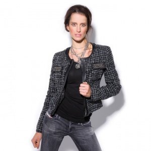 Woll-Mix-Kurzjacke Black & White