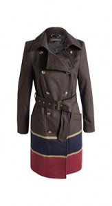 Woll-Trench mit Blockstreifen