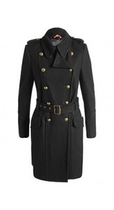 Wolliger Trench mit Leder