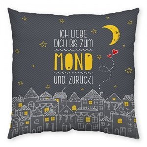 Wortheld Baumwollkissen "Ich liebe Dich bis zum Mond..."