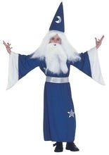 Zauberer Kinderkostüm Magier blau-weiss