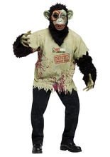 Zombie Affe Halloween-Kostüm braun-schwa