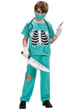Zombie Doktor Halloween-Kinderkostüm grü