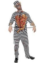 Zombie Gefangener Sträfling Kostüm schwa
