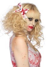 Zombie Haarschleifen mit Auge weiss-rot