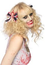 Zombie Haarschleifen mit Finger blau-wei