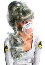 Zombie Langhaar-Perücke mit Zopf grau-gr