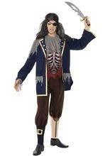 Zombie Piraten Kapitän Kostüm schwarz-bl