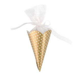 Zuckertüte Polka Dots, gold, 6 St.