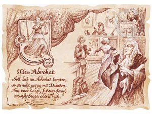 Zunftbild Advokat auf Antikpapier im A4-