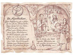 Zunftbild Apotheker auf Antikpapier im A