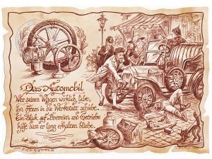 Zunftbild Autowerkstatt auf Antikpapier 