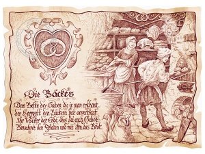 Zunftbild Bäcker auf Antikpapier im A4-F