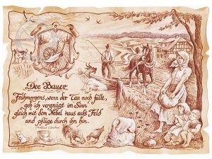 Zunftbild Bauer auf Antikpapier im A4-Fo