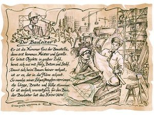 Zunftbild Bauleiter auf Antikpapier im A